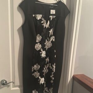 Connected Apparel Black Sheath Midi Dress Bateau Neckline